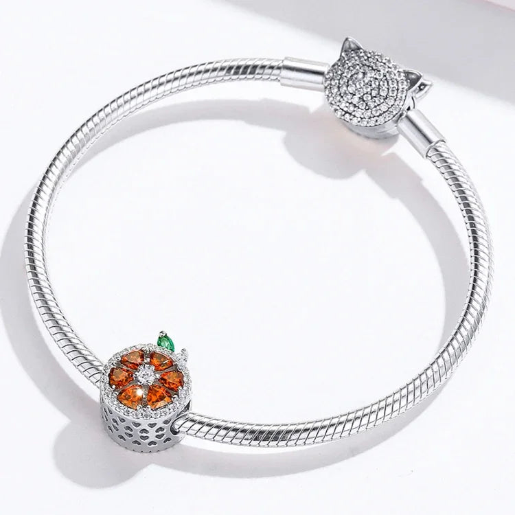 Perles Fruit Pomelo Rouge en Argent Sterling S925 Accessoires DIY pour Bracelet Collier
