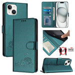 Étui de téléphone en cuir avec motif en relief Chat Rat et lanière, compatible RFID, pour iPhone 13 mini, pour iPhone 12/12 Pro, pour iPhone 12 Pro Max, pour iPhone 12 mini, pour iPhone 11 Pro Max, pour iPhone 11, pour iPhone 11 Pro, pour iPhone XS / X