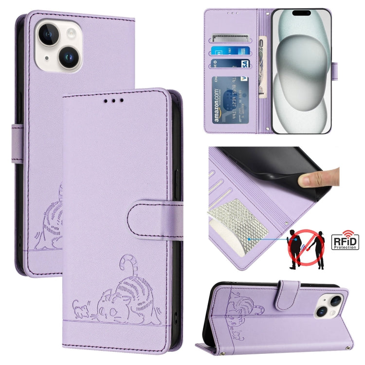 Étui de téléphone en cuir avec motif en relief Chat Rat et lanière, compatible RFID, pour iPhone 13 mini, pour iPhone 12/12 Pro, pour iPhone 12 Pro Max, pour iPhone 12 mini, pour iPhone 11 Pro Max, pour iPhone 11, pour iPhone 11 Pro, pour iPhone XS / X