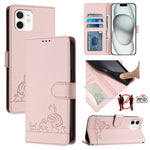 Étui de téléphone en cuir avec motif en relief Chat Rat et lanière, compatible RFID, pour iPhone 13 mini, pour iPhone 12/12 Pro, pour iPhone 12 Pro Max, pour iPhone 12 mini, pour iPhone 11 Pro Max, pour iPhone 11, pour iPhone 11 Pro, pour iPhone XS / X