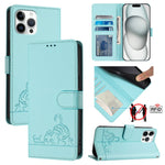 Étui de téléphone en cuir avec motif en relief Chat Rat et lanière, compatible RFID, pour iPhone 13 mini, pour iPhone 12/12 Pro, pour iPhone 12 Pro Max, pour iPhone 12 mini, pour iPhone 11 Pro Max, pour iPhone 11, pour iPhone 11 Pro, pour iPhone XS / X