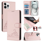 Étui de téléphone en cuir avec motif en relief Chat Rat et lanière, compatible RFID, pour iPhone 13 mini, pour iPhone 12/12 Pro, pour iPhone 12 Pro Max, pour iPhone 12 mini, pour iPhone 11 Pro Max, pour iPhone 11, pour iPhone 11 Pro, pour iPhone XS / X