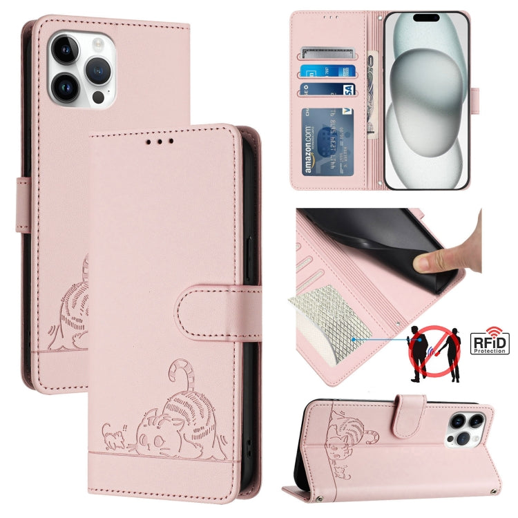 Étui de téléphone en cuir avec motif en relief Chat Rat et lanière, compatible RFID, pour iPhone 13 mini, pour iPhone 12/12 Pro, pour iPhone 12 Pro Max, pour iPhone 12 mini, pour iPhone 11 Pro Max, pour iPhone 11, pour iPhone 11 Pro, pour iPhone XS / X
