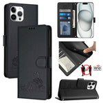 Étui de téléphone en cuir avec motif en relief Chat Rat et lanière, compatible RFID, pour iPhone 13 mini, pour iPhone 12/12 Pro, pour iPhone 12 Pro Max, pour iPhone 12 mini, pour iPhone 11 Pro Max, pour iPhone 11, pour iPhone 11 Pro, pour iPhone XS / X
