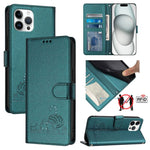 Étui de téléphone en cuir avec motif en relief Chat Rat et lanière, compatible RFID, pour iPhone 13 mini, pour iPhone 12/12 Pro, pour iPhone 12 Pro Max, pour iPhone 12 mini, pour iPhone 11 Pro Max, pour iPhone 11, pour iPhone 11 Pro, pour iPhone XS / X