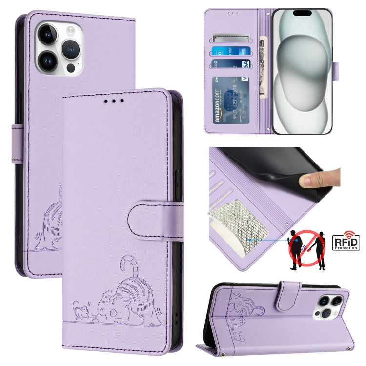 Étui de téléphone en cuir avec motif en relief Chat Rat et lanière, compatible RFID, pour iPhone 13 mini, pour iPhone 12/12 Pro, pour iPhone 12 Pro Max, pour iPhone 12 mini, pour iPhone 11 Pro Max, pour iPhone 11, pour iPhone 11 Pro, pour iPhone XS / X