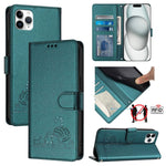 Étui de téléphone en cuir avec motif en relief Chat Rat et lanière, compatible RFID, pour iPhone 13 mini, pour iPhone 12/12 Pro, pour iPhone 12 Pro Max, pour iPhone 12 mini, pour iPhone 11 Pro Max, pour iPhone 11, pour iPhone 11 Pro, pour iPhone XS / X