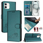 Étui de téléphone en cuir avec motif en relief Chat Rat et lanière, compatible RFID, pour iPhone 13 mini, pour iPhone 12/12 Pro, pour iPhone 12 Pro Max, pour iPhone 12 mini, pour iPhone 11 Pro Max, pour iPhone 11, pour iPhone 11 Pro, pour iPhone XS / X
