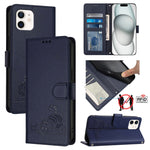 Étui de téléphone en cuir avec motif en relief Chat Rat et lanière, compatible RFID, pour iPhone 13 mini, pour iPhone 12/12 Pro, pour iPhone 12 Pro Max, pour iPhone 12 mini, pour iPhone 11 Pro Max, pour iPhone 11, pour iPhone 11 Pro, pour iPhone XS / X