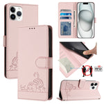 Étui de téléphone en cuir avec motif en relief Chat Rat et lanière, compatible RFID, pour iPhone 13 mini, pour iPhone 12/12 Pro, pour iPhone 12 Pro Max, pour iPhone 12 mini, pour iPhone 11 Pro Max, pour iPhone 11, pour iPhone 11 Pro, pour iPhone XS / X