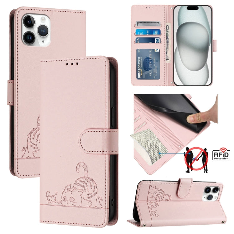 Étui de téléphone en cuir avec motif en relief Chat Rat et lanière, compatible RFID, pour iPhone 13 mini, pour iPhone 12/12 Pro, pour iPhone 12 Pro Max, pour iPhone 12 mini, pour iPhone 11 Pro Max, pour iPhone 11, pour iPhone 11 Pro, pour iPhone XS / X