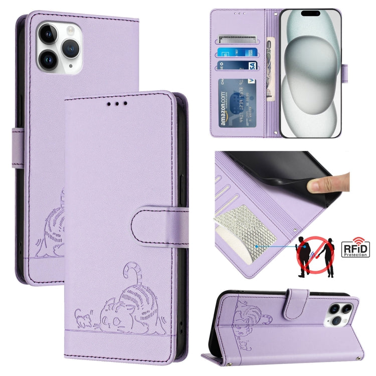 Étui de téléphone en cuir avec motif en relief Chat Rat et lanière, compatible RFID, pour iPhone 13 mini, pour iPhone 12/12 Pro, pour iPhone 12 Pro Max, pour iPhone 12 mini, pour iPhone 11 Pro Max, pour iPhone 11, pour iPhone 11 Pro, pour iPhone XS / X