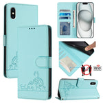 Étui de téléphone en cuir avec motif en relief Chat Rat et lanière, compatible RFID, pour iPhone 13 mini, pour iPhone 12/12 Pro, pour iPhone 12 Pro Max, pour iPhone 12 mini, pour iPhone 11 Pro Max, pour iPhone 11, pour iPhone 11 Pro, pour iPhone XS / X