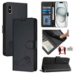 Étui de téléphone en cuir avec motif en relief Chat Rat et lanière, compatible RFID, pour iPhone 13 mini, pour iPhone 12/12 Pro, pour iPhone 12 Pro Max, pour iPhone 12 mini, pour iPhone 11 Pro Max, pour iPhone 11, pour iPhone 11 Pro, pour iPhone XS / X