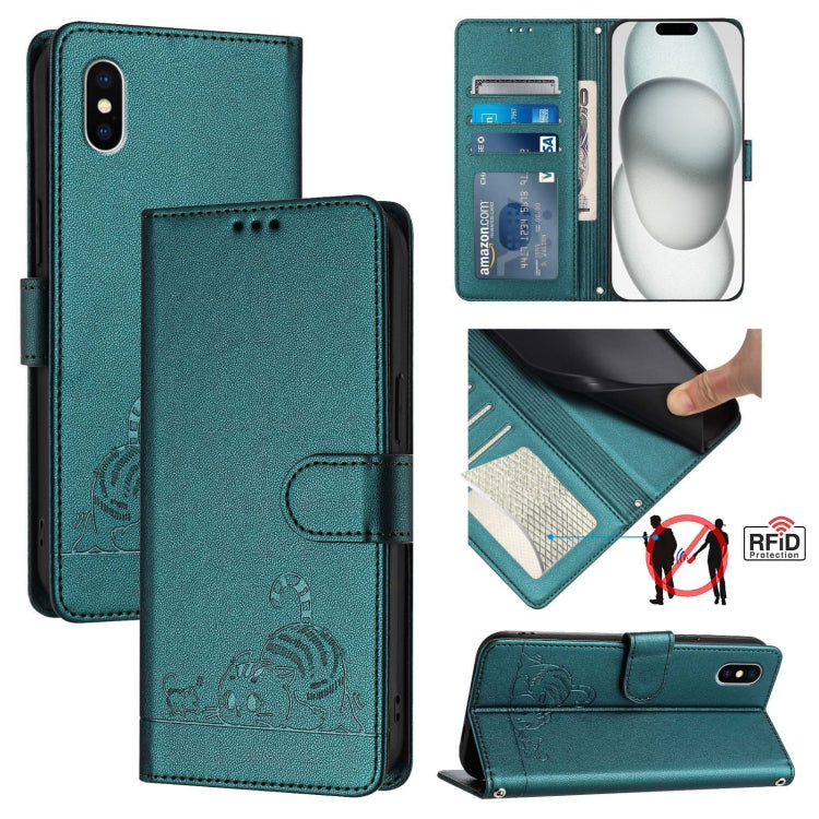 Étui de téléphone en cuir avec motif en relief Chat Rat et lanière, compatible RFID, pour iPhone 13 mini, pour iPhone 12/12 Pro, pour iPhone 12 Pro Max, pour iPhone 12 mini, pour iPhone 11 Pro Max, pour iPhone 11, pour iPhone 11 Pro, pour iPhone XS / X