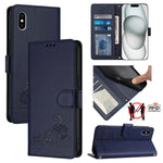 Étui de téléphone en cuir avec motif en relief Chat Rat et lanière, compatible RFID, pour iPhone 13 mini, pour iPhone 12/12 Pro, pour iPhone 12 Pro Max, pour iPhone 12 mini, pour iPhone 11 Pro Max, pour iPhone 11, pour iPhone 11 Pro, pour iPhone XS / X