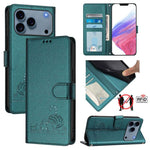 Étui en cuir gaufré motif chat et rat avec blocage RFID et cordon, pour iPhone 17 Pro Max, pour iPhone 17 Pro, pour iPhone 17, pour iPhone Air, pour iPhone SE 2024, pour iPhone 15 Pro Max, pour iPhone 15 Pro, pour iPhone 15 Plus