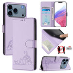 Étui en cuir gaufré motif chat et rat avec blocage RFID et cordon, pour iPhone 17 Pro Max, pour iPhone 17 Pro, pour iPhone 17, pour iPhone Air, pour iPhone SE 2024, pour iPhone 15 Pro Max, pour iPhone 15 Pro, pour iPhone 15 Plus