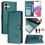 Étui en cuir gaufré motif chat et rat avec blocage RFID et cordon, pour iPhone 17 Pro Max, pour iPhone 17 Pro, pour iPhone 17, pour iPhone Air, pour iPhone SE 2024, pour iPhone 15 Pro Max, pour iPhone 15 Pro, pour iPhone 15 Plus