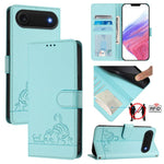 Étui en cuir gaufré motif chat et rat avec blocage RFID et cordon, pour iPhone 17 Pro Max, pour iPhone 17 Pro, pour iPhone 17, pour iPhone Air, pour iPhone SE 2024, pour iPhone 15 Pro Max, pour iPhone 15 Pro, pour iPhone 15 Plus