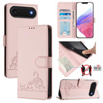 Étui en cuir gaufré motif chat et rat avec blocage RFID et cordon, pour iPhone 17 Pro Max, pour iPhone 17 Pro, pour iPhone 17, pour iPhone Air, pour iPhone SE 2024, pour iPhone 15 Pro Max, pour iPhone 15 Pro, pour iPhone 15 Plus
