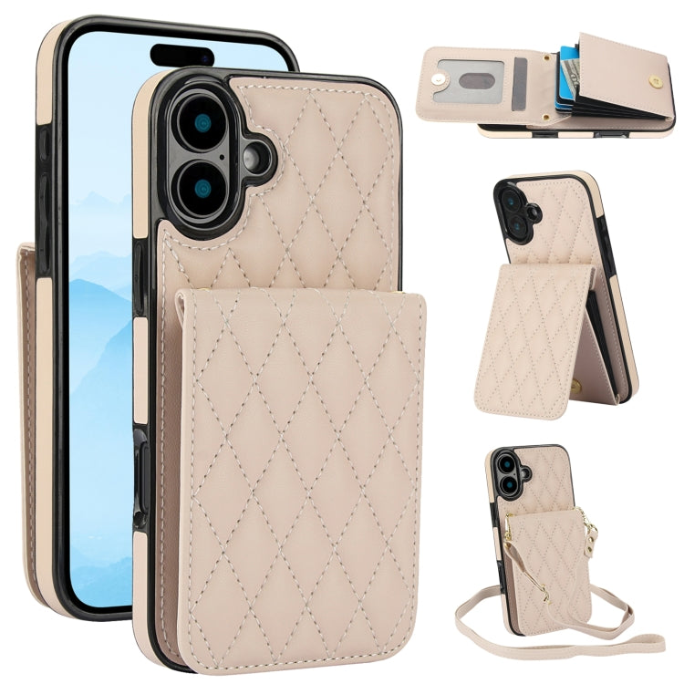 YM015 Sac à bandoulière losanges pour cartes RFID, Pour iPhone 16e / 17e, Pour iPhone 17 Pro Max, Pour iPhone 17 Pro, Pour iPhone 17, Pour iPhone Air, Pour iPhone 16 Pro Max, Pour iPhone 16 Pro, Pour iPhone 16 Plus