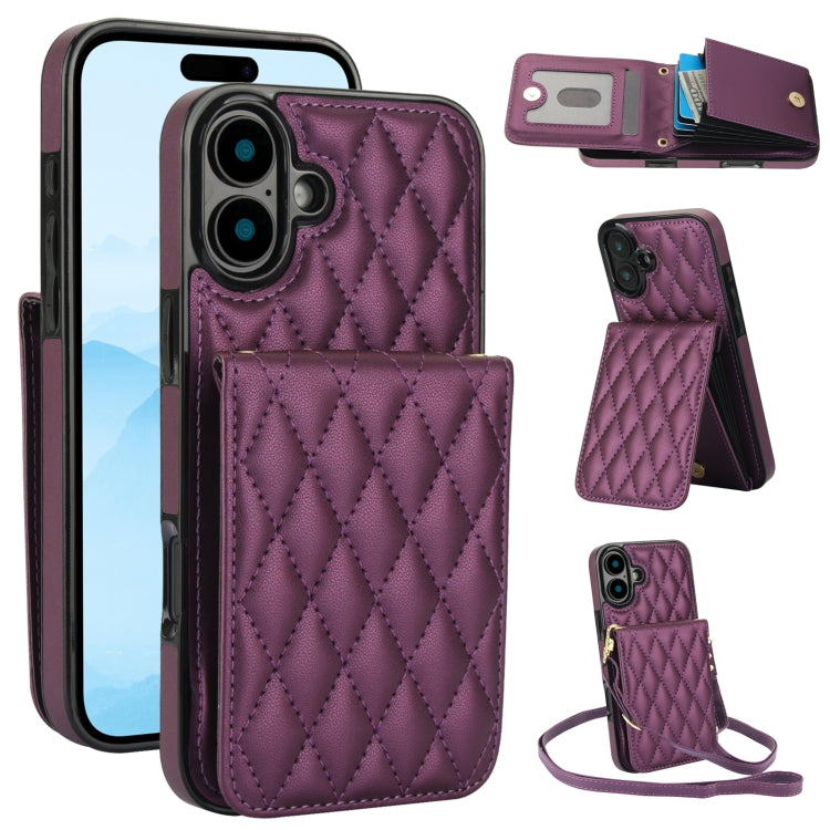YM015 Sac à bandoulière losanges pour cartes RFID, Pour iPhone 16e / 17e, Pour iPhone 17 Pro Max, Pour iPhone 17 Pro, Pour iPhone 17, Pour iPhone Air, Pour iPhone 16 Pro Max, Pour iPhone 16 Pro, Pour iPhone 16 Plus
