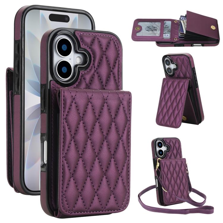 YM015 Sac à bandoulière losanges pour cartes RFID, Pour iPhone 16e / 17e, Pour iPhone 17 Pro Max, Pour iPhone 17 Pro, Pour iPhone 17, Pour iPhone Air, Pour iPhone 16 Pro Max, Pour iPhone 16 Pro, Pour iPhone 16 Plus