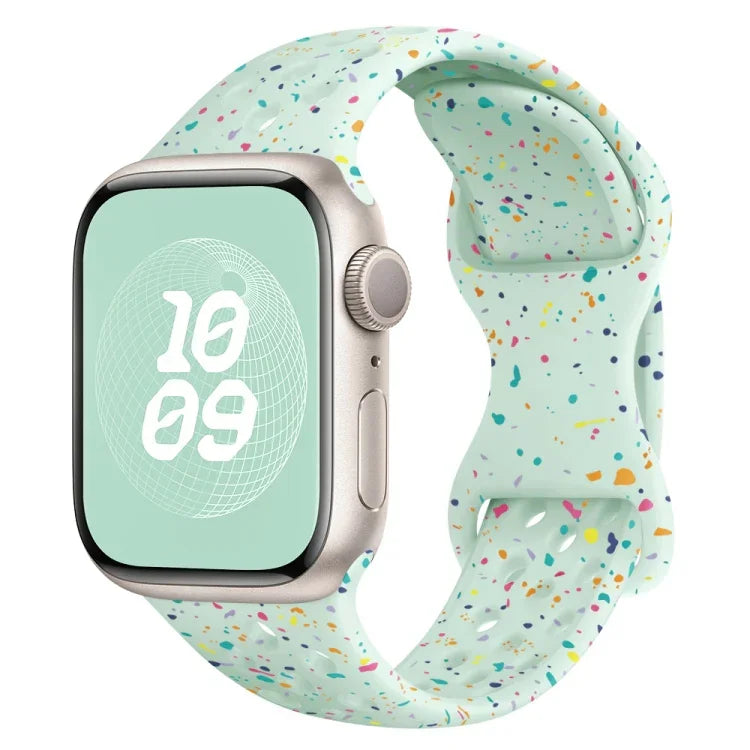 Hole Style Butterfly Buckle Camouflage Silicone Watch Band, For Apple Watch Series 10 46mm, For Apple Watch Series 10 42mm, For Apple Watch SE 2023 44mm, For Apple Watch SE 2023 40mm