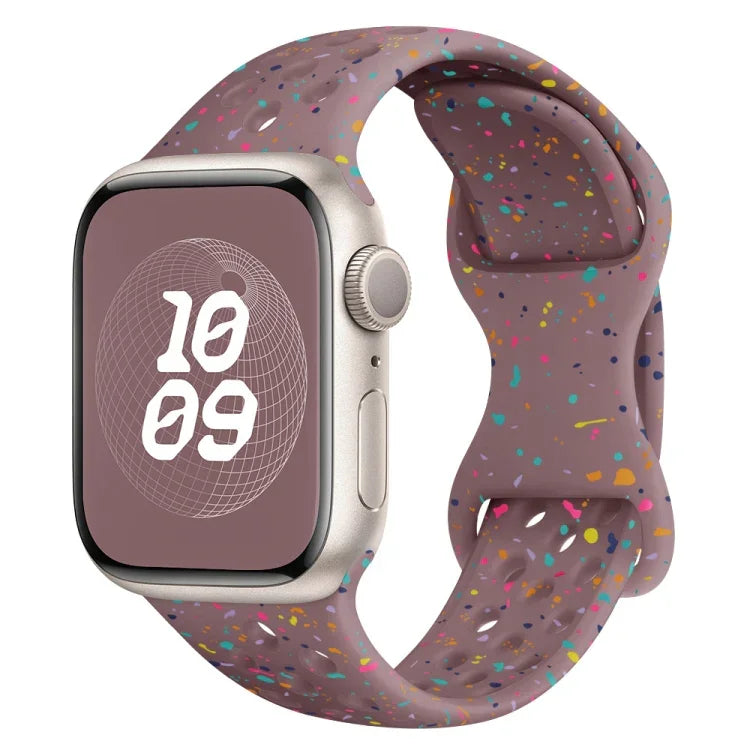 Hole Style Butterfly Buckle Camouflage Silicone Watch Band, For Apple Watch Series 8 41mm, For Apple Watch Series 8 45mm, For Apple Watch SE 2022 40mm, For Apple Watch SE 2022 44mm