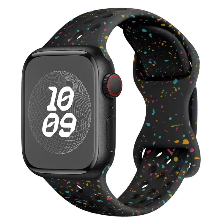 Hole Style Butterfly Buckle Camouflage Silicone Watch Band, For Apple Watch Series 4 44mm, For Apple Watch Series 4 40mm, For Apple Watch Series 3 38mm, For Apple Watch Series 3 42mm