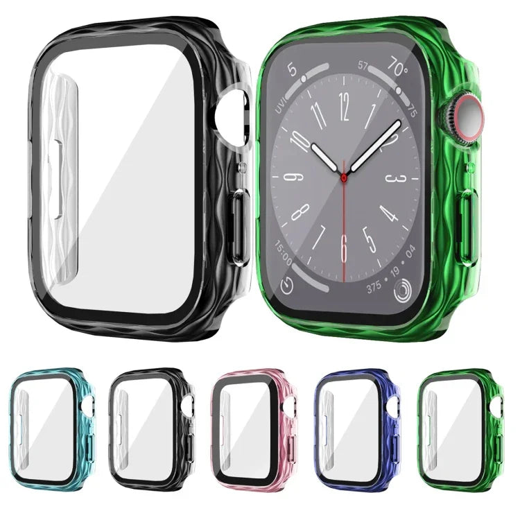 Étui de protection hybride 2 en 1 en polycarbonate et verre trempé, compatible avec Apple Watch Series 6/5/4/SE 44 mm, Apple Watch Series 6/5/4/SE 40 mm, Apple Watch Series 9/8/7 45 mm et Apple Watch Series 9/8/7 41 mm.