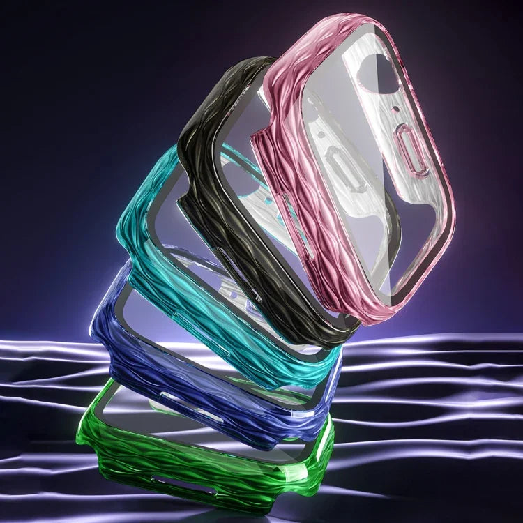 Étui de protection hybride 2 en 1 en polycarbonate et verre trempé, compatible avec Apple Watch Series 6/5/4/SE 44 mm, Apple Watch Series 6/5/4/SE 40 mm, Apple Watch Series 9/8/7 45 mm et Apple Watch Series 9/8/7 41 mm.