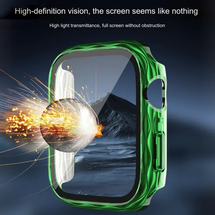 Étui de protection hybride 2 en 1 en polycarbonate et verre trempé, compatible avec Apple Watch Series 6/5/4/SE 44 mm, Apple Watch Series 6/5/4/SE 40 mm, Apple Watch Series 9/8/7 45 mm et Apple Watch Series 9/8/7 41 mm.