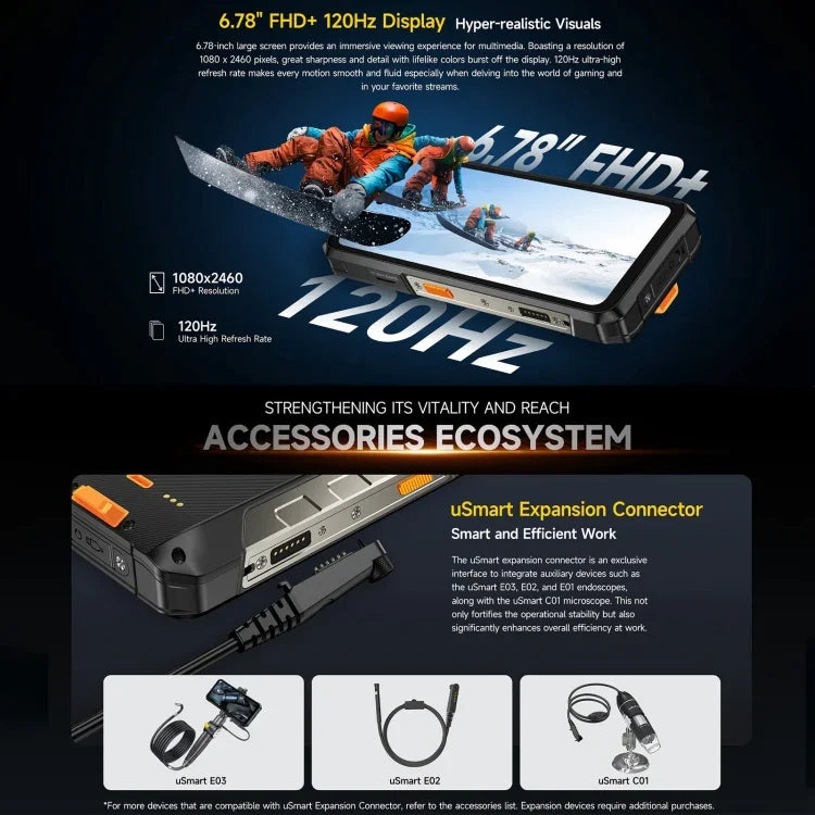 Ulefone Armor 26 Ultra, téléphone ultra-résistant, écran 6,78 pouces, Android 13, processeur octa-core MediaTek Dimensity 8020, réseau : 5G, NFC, 12 Go + 512 Go