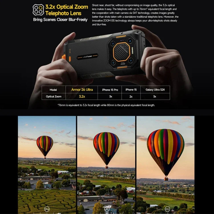 Ulefone Armor 26 Ultra, téléphone ultra-résistant, écran 6,78 pouces, Android 13, processeur octa-core MediaTek Dimensity 8020, réseau : 5G, NFC, 12 Go + 512 Go