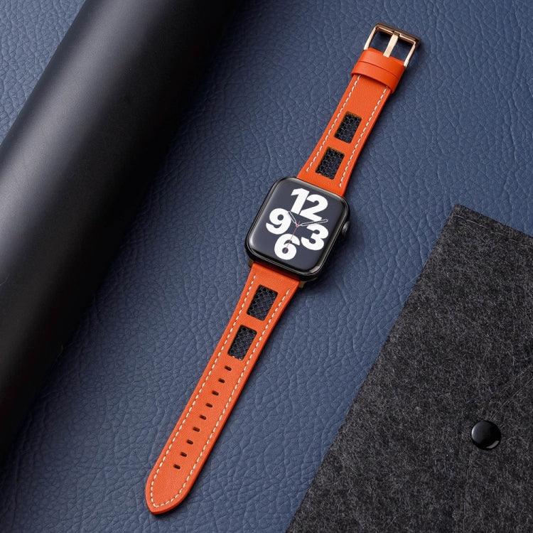Bracelet de montre en cuir de veau véritable à mailles, pour Apple Watch 42 mm et Apple Watch 38 mm