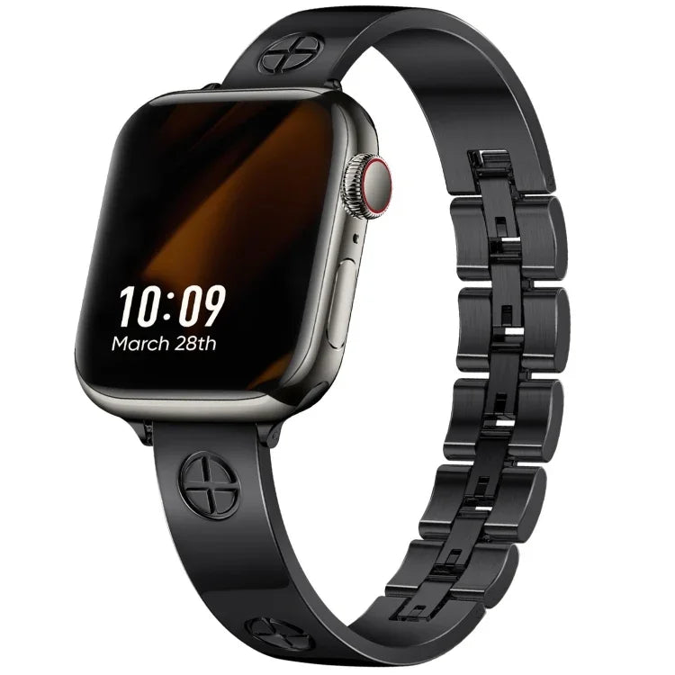 Bracelet de montre en acier inoxydable avec croix, compatible avec Apple Watch SE 40 mm, Apple Watch SE 44 mm, Apple Watch Series 6 40 mm, Apple Watch Series 6 44 mm, Apple Watch Series 5 44 mm, Apple Watch Series 5 40 mm et Apple Watch Series 4 44 mm.