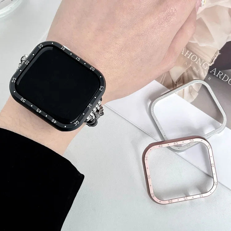 Boîtier de montre en alliage d'aluminium, compatible avec Apple Watch Series 6/5/4/SE 44 mm, Apple Watch Series 6/5/4/SE 40 mm, Apple Watch Series 9/8/7 45 mm, Apple Watch Series 9/8/7 41 mm, Apple Watch Series 3/2/1 38 mm…
