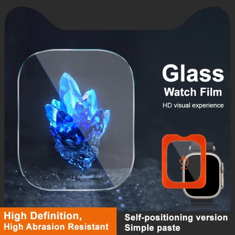 Film protecteur en verre trempé IMAK pour Apple Watch Ultra 1/2/3 49 mm, version auto-positionnable