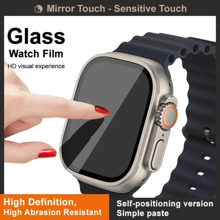 Film protecteur en verre trempé IMAK pour Apple Watch Ultra 1/2/3 49 mm, version auto-positionnable