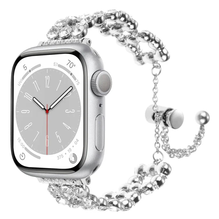 Rhinestone Metal Bracelet Watch Band, For Apple Watch SE 2023 44mm, For Apple Watch SE 2023 40mm, For Apple Watch Ultra 2 49mm, For Apple Watch Series 9 45mm, For Apple Watch Series 9 41mm, For Apple Watch Ultra 49mm, For Apple Watch Series 8 41mm     ...