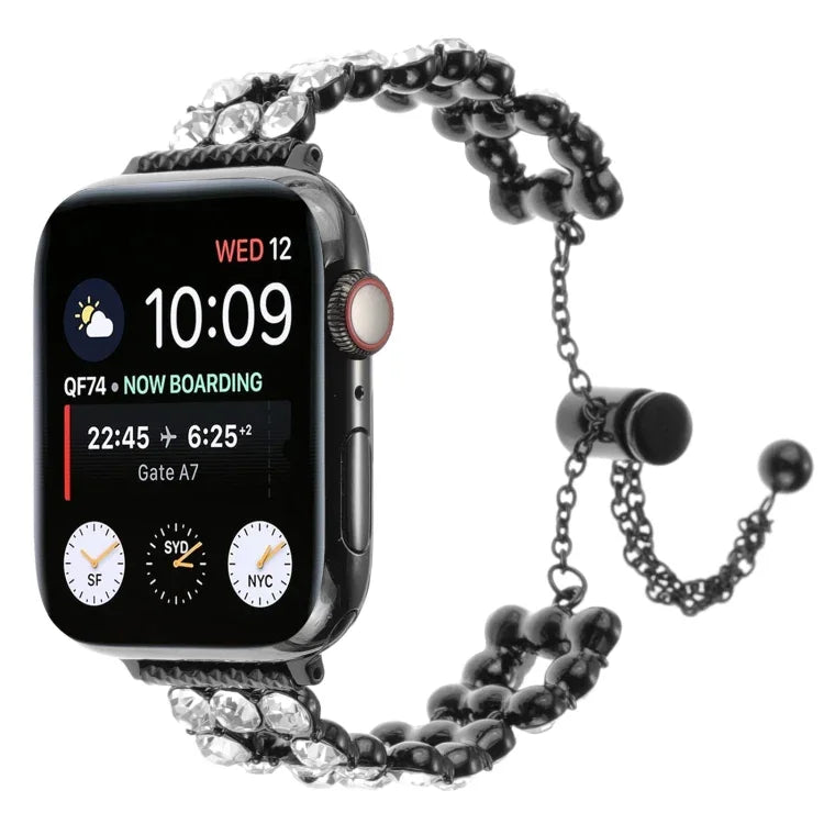 Bracelet de montre en métal orné de strass, pour Apple Watch 42 mm et Apple Watch 38 mm