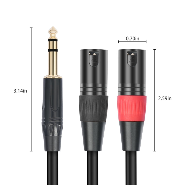 Câble audio TC145YXK108RE-10 6,35 mm 1/4 TRS mâle vers double XLR mâle, 1 m, 2 m, 3 m