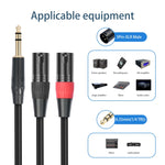 Câble audio TC145YXK108RE-10 6,35 mm 1/4 TRS mâle vers double XLR mâle, 1 m, 2 m, 3 m