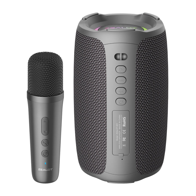 Enceinte sans fil Karaoké Zealot S61M RGB avec Lumières Rythmiques, Un Seul Micro, Deux Micros