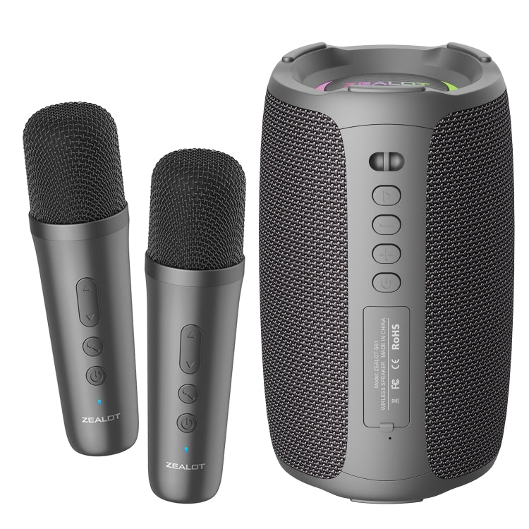 Enceinte sans fil Karaoké Zealot S61M RGB avec Lumières Rythmiques, Un Seul Micro, Deux Micros