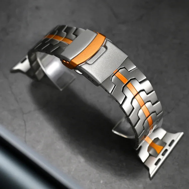 Double Lock Buckle Turtle Titanium Steel Watch Band, For Apple Watch 42mm, For Apple Watch 38mm