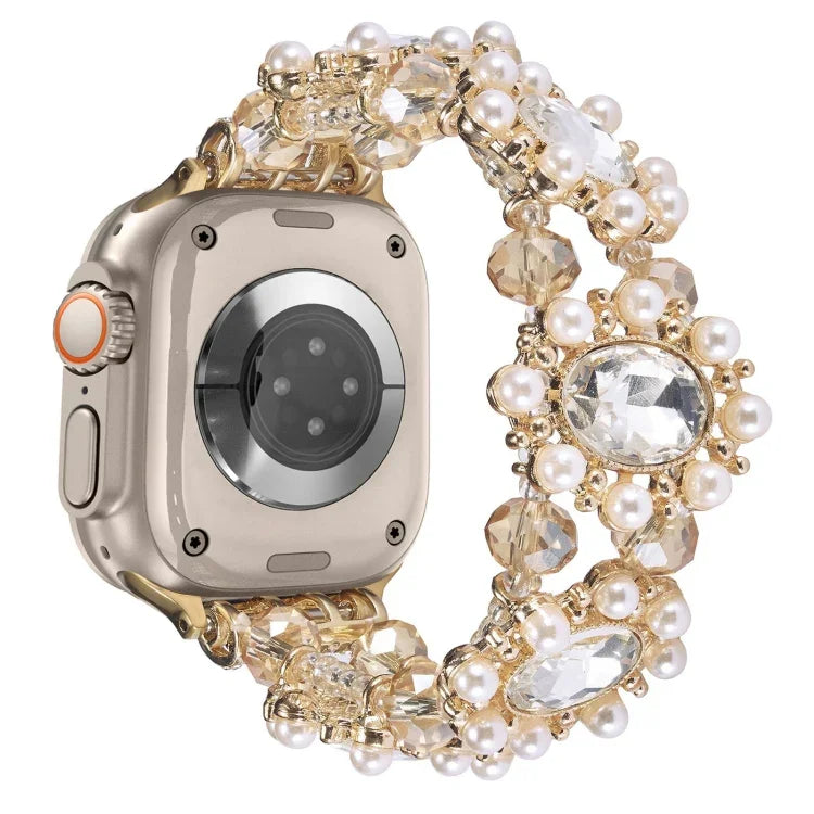 Beaded Pearl Gemstone Bracelet Watch Band, For Apple Watch SE 2023 44mm, For Apple Watch SE 2023 40mm, For Apple Watch Ultra 2 49mm, For Apple Watch Series 9 45mm, For Apple Watch Series 9 41mm, For Apple Watch Ultra 49mm, For Apple Watch Series 8 41mm...