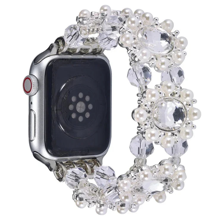 Bracelet de montre en perles et pierres précieuses, pour Apple Watch 42 mm et Apple Watch 38 mm